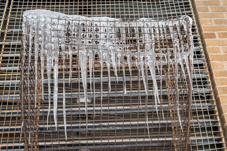 Old Factory with Icecicles in Montrealの写真素材