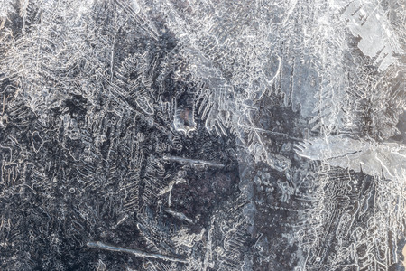 Through a transparent and melting layer of iceの写真素材