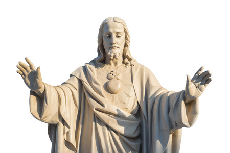 Jesus Christ Statue isolated over white backgroundの写真素材