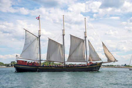 Toronto, Canada - 2 July 2016: Kajama is a three-masted former cargo schooner, that currently operates on Lake Ontario as a cruise ship.のeditorial素材