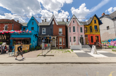 Kensington Avenue and Kensigton market in Toronto, Canada.のeditorial素材