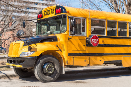 Yellow school bus in Americaの写真素材