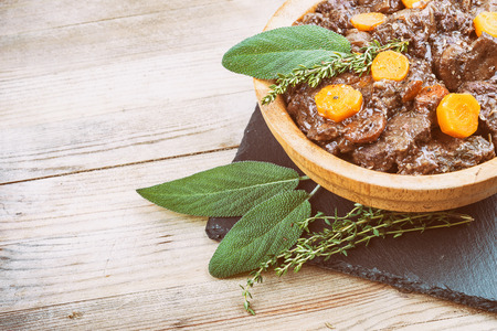traditional french "beef bourguignon" stew with faded effect.の写真素材