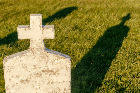 Blank headstone in a cemeteryの写真素材