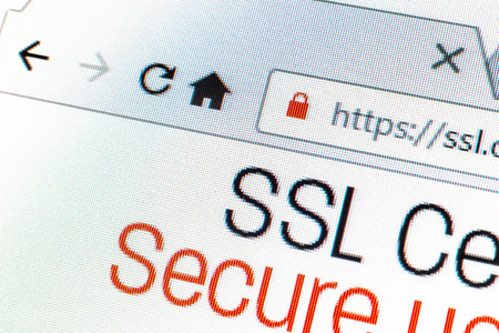 Https url address and lock symbol during SSL connectionの写真素材