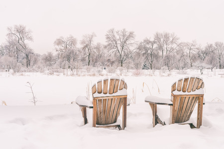 Winter snowy landscape in Montreal, Quebec (Botanical Garden)の写真素材
