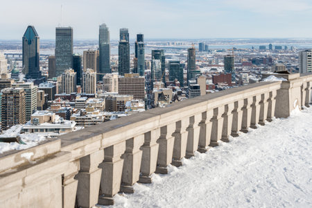 Montreal Skyline from Kondiaronk Belvedere / Mont-Royal in Winter (2017)のeditorial素材