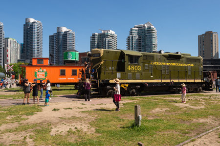 Toronto, Canada - 22 June 2019: People visiting the Toronto Railway Museumのeditorial素材
