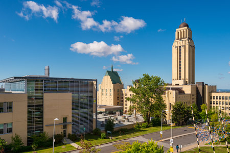 Montreal, CA - 5 September 2019: University of Montreal (UDEM) Pavilion Roger-Gaudry building from Polytechnique School terraceのeditorial素材
