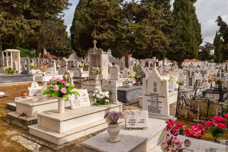 Lagos, Portugal - 5 March 2020: A row of mausoleums in Lagos cemeteryのeditorial素材
