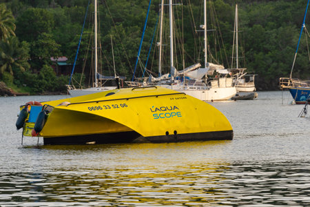 Grande Anse, Martinique, France - 19 August 2019: Aquascope submarine tour boatのeditorial素材