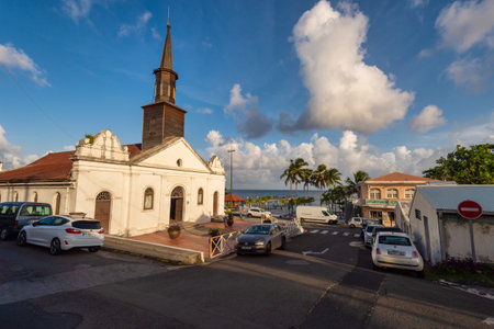 Le Diamant, Martinique - 16 August 2019: Le Diamant Church at sunsetのeditorial素材