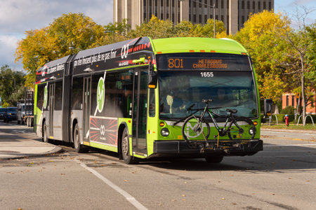Quebec City, Canada - 4 October 2019: A RTC Bus on Rene Levesque Bld.のeditorial素材