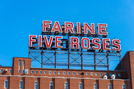 Montreal, Canada - 19 September 2019: Farine Five Roses Sign over blue skyのeditorial素材
