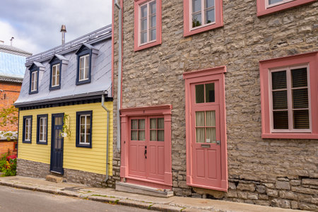 Quebec City, Canada - 4 October 2019: Traditional Stone Houses in Old Quebec Cityのeditorial素材