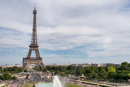 Paris, France - 23 June 2018: Eiffel Tower from Trocadero.のeditorial素材