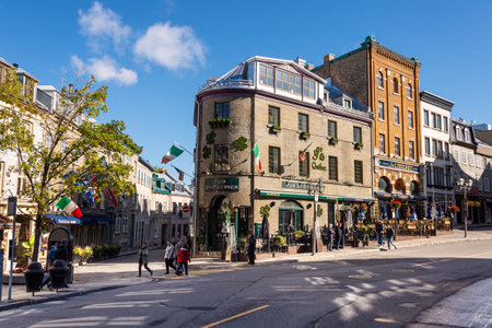 Quebec City, Canada - 4 October 2019: Pub St Patrick on Rue Saint Jeanのeditorial素材