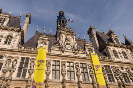 Paris, France - 24 June 2018: Facade of Paris Hotel de Ville (City Hall)のeditorial素材