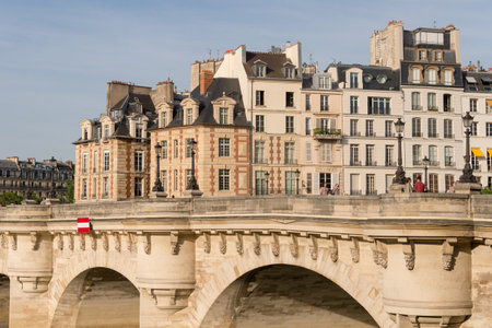Paris, France - 24 June 2018: Pont-Neuf bridge and residential building located on "Ile de la CitÃ©" Islandのeditorial素材