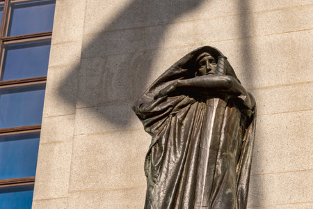 Ottawa, CA - 9 October 2019: Statue Ivstitia (Justice) in front of court Supreme of Canadaのeditorial素材