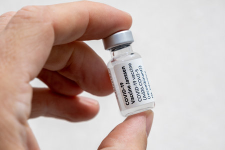 Montreal, CA - 25 June 2021: Vial of Janssen Covid-19 vaccineのeditorial素材