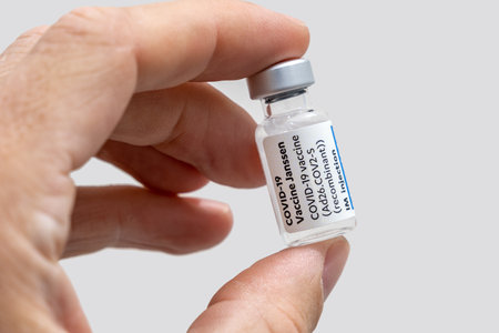 Montreal, CA - 25 June 2021: Vial of Janssen Covid-19 vaccineのeditorial素材