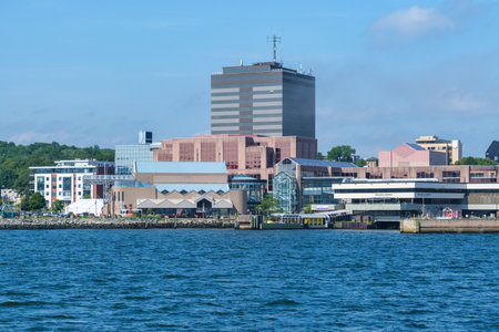 Dartmouth, Canada - 10 August 2021: Dartmouth ferry terminal and Queen Square buildingのeditorial素材