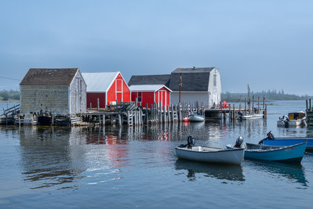 Lunenburg, CA - 12 August 2021: Fisherman boats in Blue Rocks, in Lunenburg Countyのeditorial素材