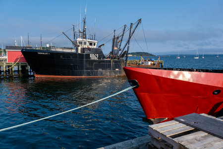 Lunenburg, Nova Scotia, Canada - 12 August 2021: Lunenburg waterfront from across the bay. Lunenburg...