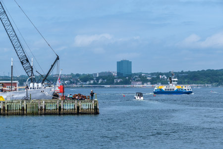 Halifax, Nova Scotia, Canada - 10 August 2021: Halifax Harbourfront and Ferryのeditorial素材