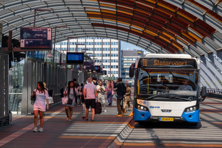 Amsterdam, The Netherlands - 21 June 2022: GVB Bus at Amsterdam Central Station Bus Stationのeditorial素材