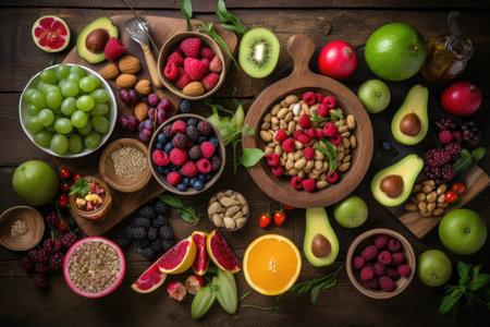 Knolling of healthy food - Generative AIの素材