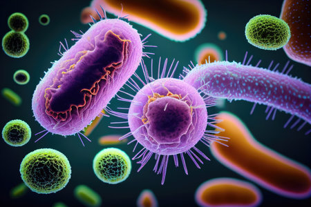 Macro image of different pathogens : Virus, bacteria, microbes - Generative AIの素材