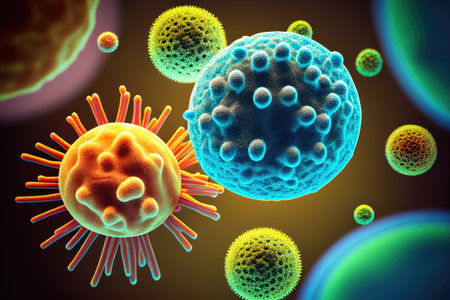 Macro image of different pathogens : Virus, bacteria, microbes - Generative AIの素材