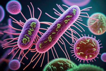 Macro image of different pathogens : Virus, bacteria, microbes - Generative AIの素材