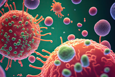 Macro image of different pathogens : Virus, bacteria, microbes - Generative AIの素材