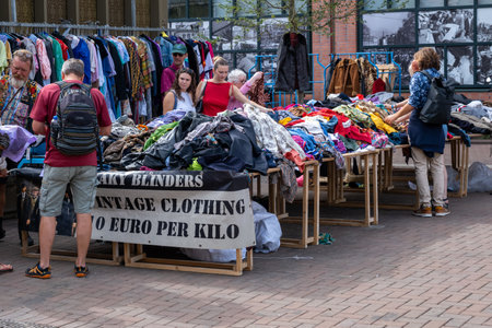 Amsterdam, Netherlands - 6 September 2022: People shopping at Waterlooplein Flee Marketのeditorial素材