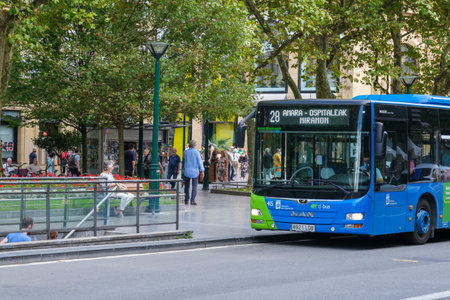 Donostia-San Sebastian, Spain - 15 September 2022: Dbus company public transport bus at bus stationのeditorial素材