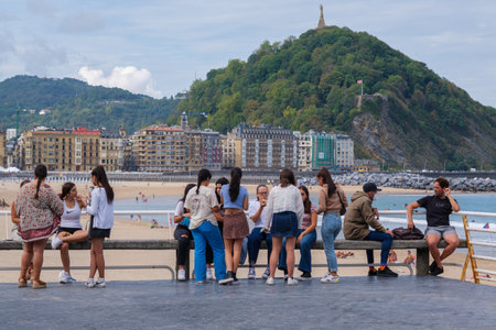 Donostia-San Sebastian, Spain - 15 September 2022: Urgull mount and old San Sebastian city