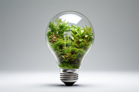 Light bulb with growing plants. Ecological and sustainable environment - Generative AIの素材