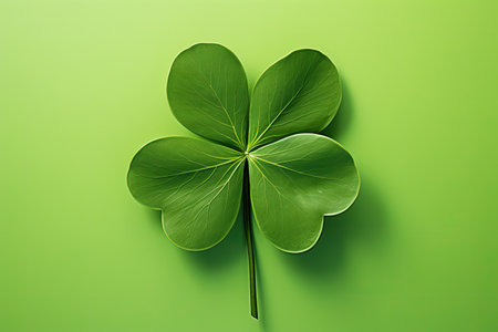 Four-leaf lucky clover over green bakcground - Generative AIの素材
