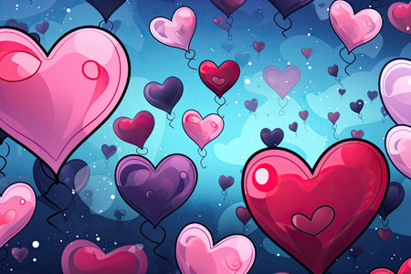 Valentine's Day background with hearts.の素材
