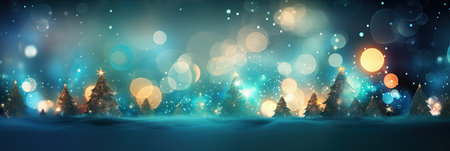 Christmas snowy landscape with trees and snow - Generative AIの素材