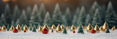 Christmas snowy landscape with trees and snow - Generative AIの素材