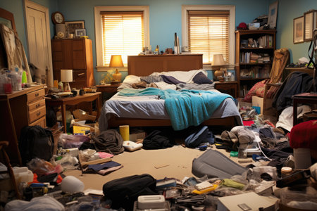 Messy teenager bedroom - Generative Aiの素材