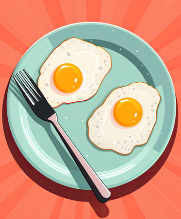 Illustration of two eggs on a plate - Generative AIの素材