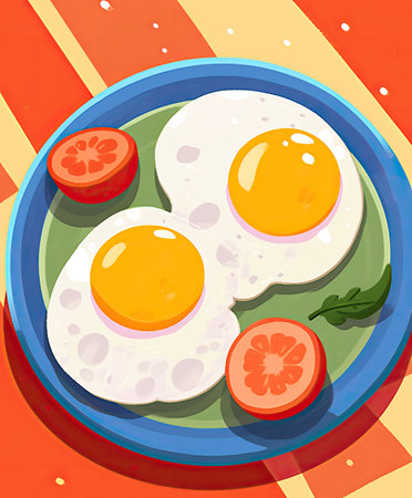 Illustration of two eggs on a plate - Generative AIの素材