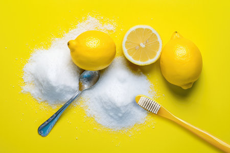 Baking soda, lemon and toothbrush - Generative AIの素材