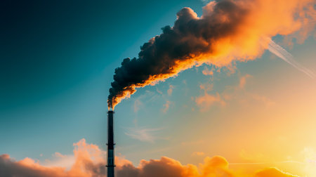 Factory emitting smoke and pollution, contributing to environmental degradation - AI Generatedの素材