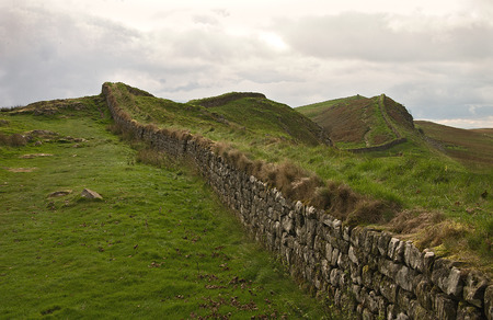 hadrians wall, rolling through the landscapeの写真素材